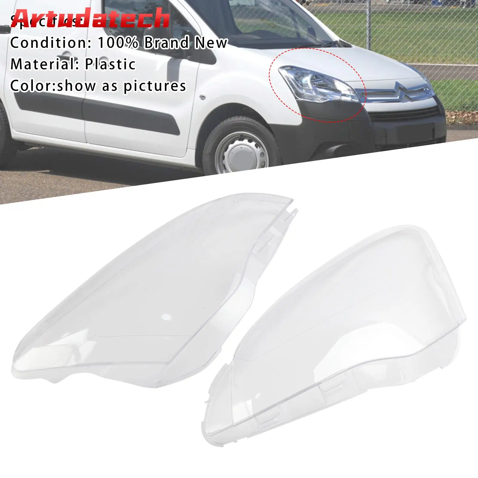 Artudatech левая и правая крышка объектива фары для Citroen Berlingo Mk2 Van 3 Peugeot Partner