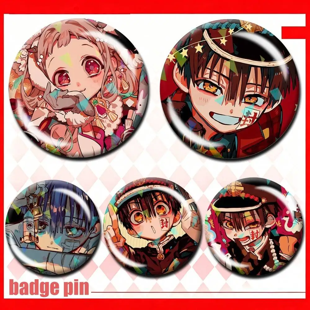 Фото Значки Hanako Anime Jibaku Shounen Hanako-kun 25, 32, 44, 58, 75 мм, персонализированные круглые броши-значки, аксессуары, настраиваемые №1