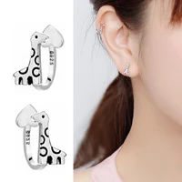 mini cute style silver color deer elk earring cute animals giraffe no ear hole ear clip on earring for girl christmas gift