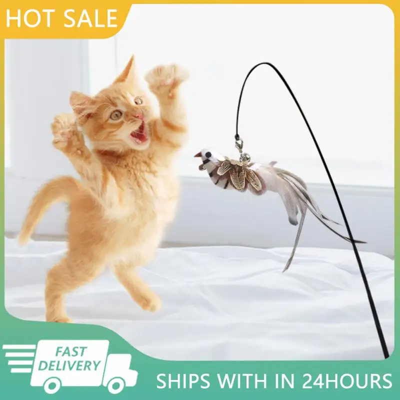 

Simulation Bird Interactive Cat Toys Feather Bird With Suction Cup Funny Teaser Cat Stick For Kitten Play Chase Toy Cat Supplies