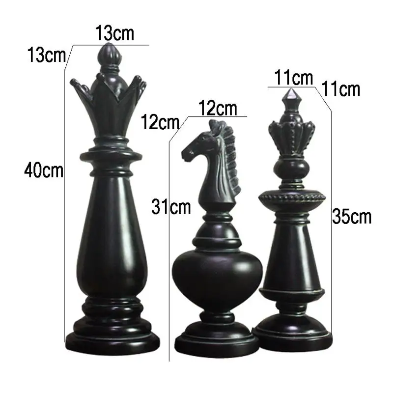 Фото Набор из 3 фигурок шахматных королей, декоративные элементы в скандинавском стиле, современное украшение для дома и кабинета, настольный декор из смолы №5