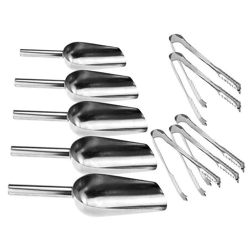 

Kitchen 5 Shovel 5 Clips Candy Buffet BBQ Candy Buffet Ice Stainless Scoops Tongs Set Wedding Bar Party KItchen Cooking Tools