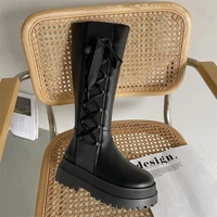 new winter long brand womens boots knee high luxury chelsea chunky platform shoes zipper round toe shoes women boots 2022