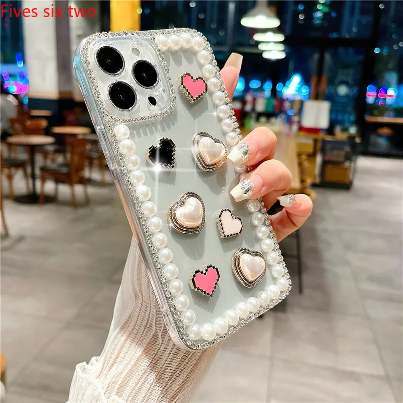 Прозрачный чехол для телефона с жемчужинами и сердечками подходит Huawei Nova 9SE 10SE Y7A