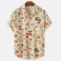 2022 summer mens hawaiian shirt lapel short sleeve colorful element mushroom pattern 3d printing button trend casual shirt tops