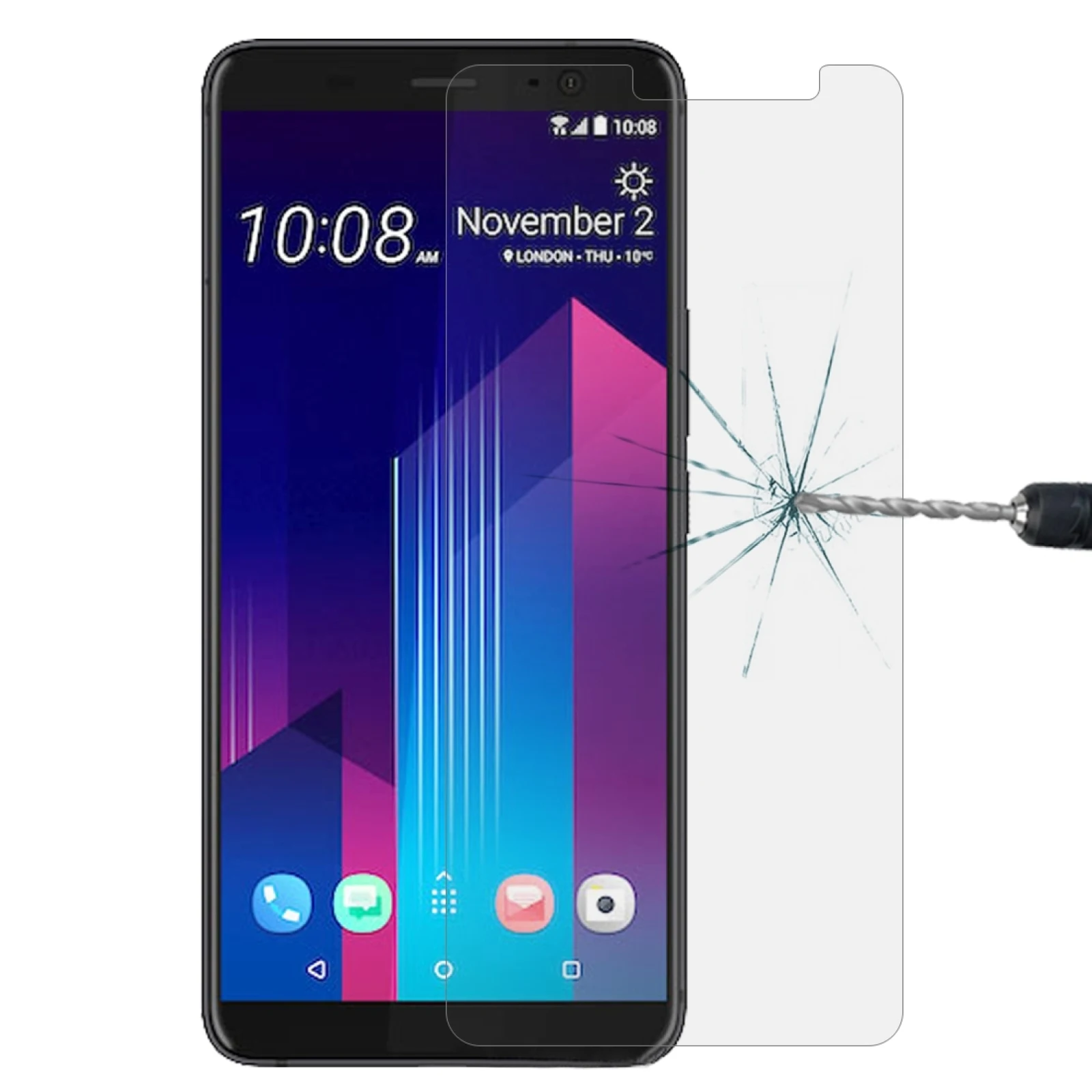 

Пленка для экрана для HTC U11 + 0,26 мм 9H твердость поверхности 2.5D изогнутые края закаленное стекло Защита экрана Передняя пленка