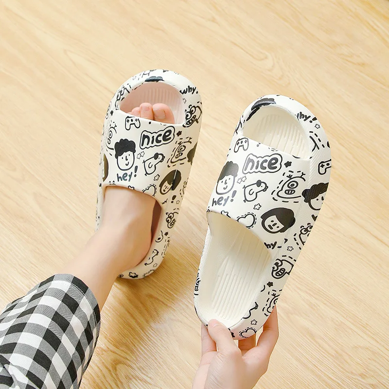 Thick Soled Slippers Girls Summer Personalized Printing Slippers Home Indoor Slippers Woman Slippers  Shoe Woman
