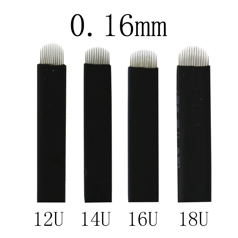 

50pcs NANO Black 0.16mm U SHape 12U 14U 16U 18U Microblading Needles for Permanent Makeup Supplies Manual Eyebrow Blades
