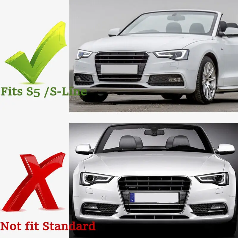2 шт. хромированная + черная противотуманная решетка для Audi A5 S-Line S5 2013-2017