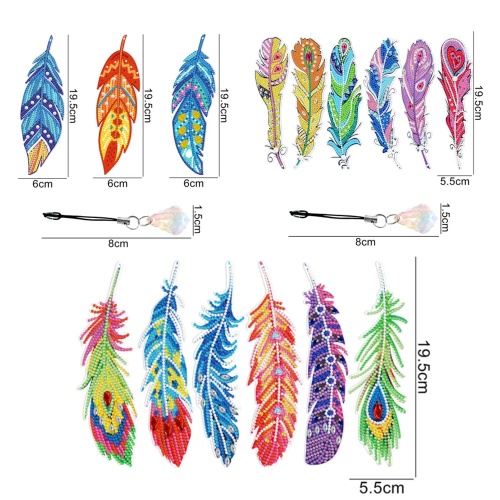 

DIY Diamond Painting Profiled Diamond Feather Bookmark Book Page Mark Diamond Mosaic Set Fringe Pendant Diamond Embroidery Gift