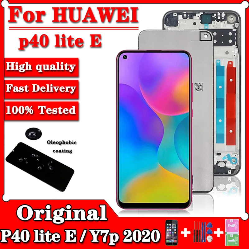 Оригинальный Для Huawei P40 Lite, женский, оригинальный ЖК-дисплей, сенсорный экран с рамкой в сборе для Huawei Y7P 2020 LCD