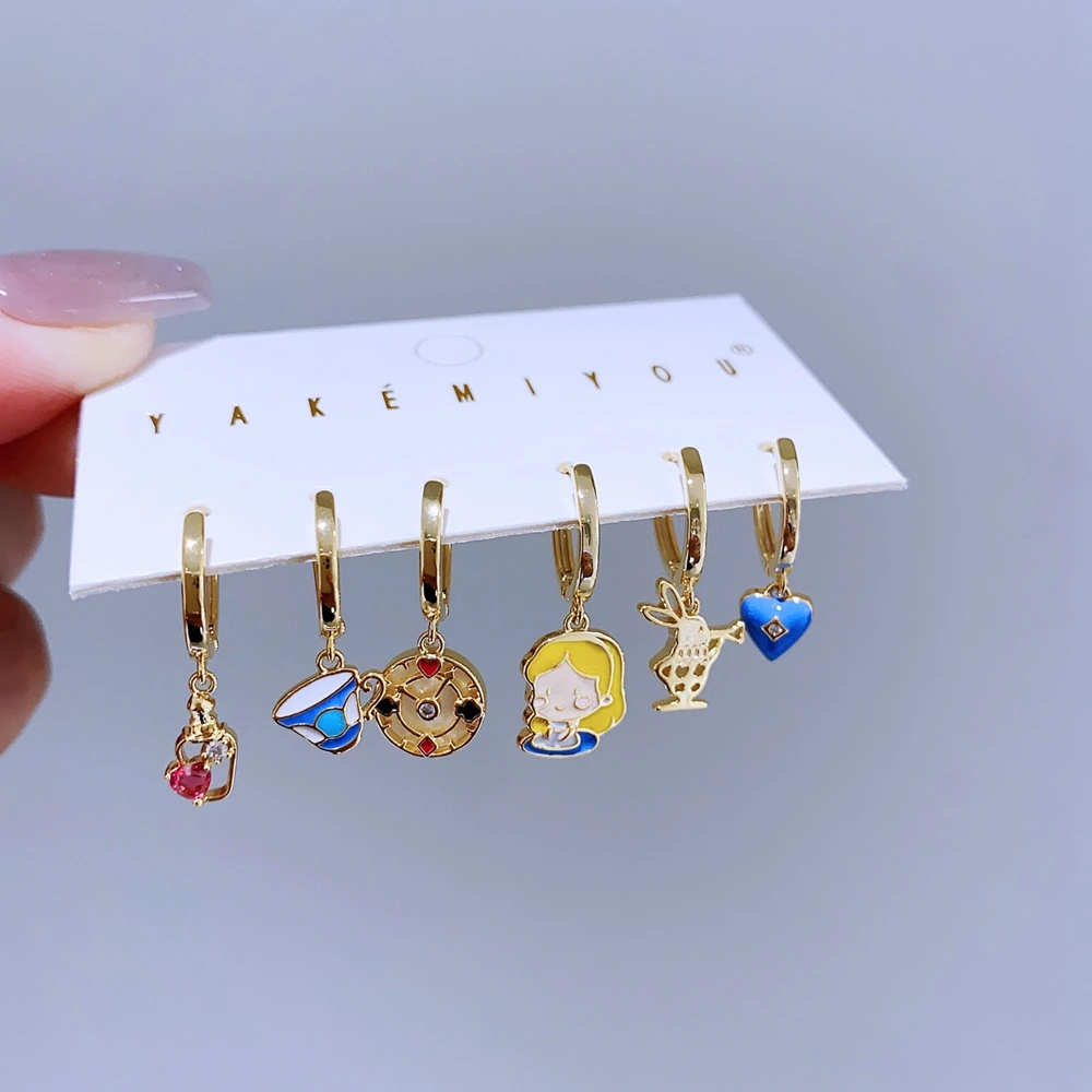 MIGGA 6 шт. романтический мультяшный кулон серьги-кольца комплект для женщин и