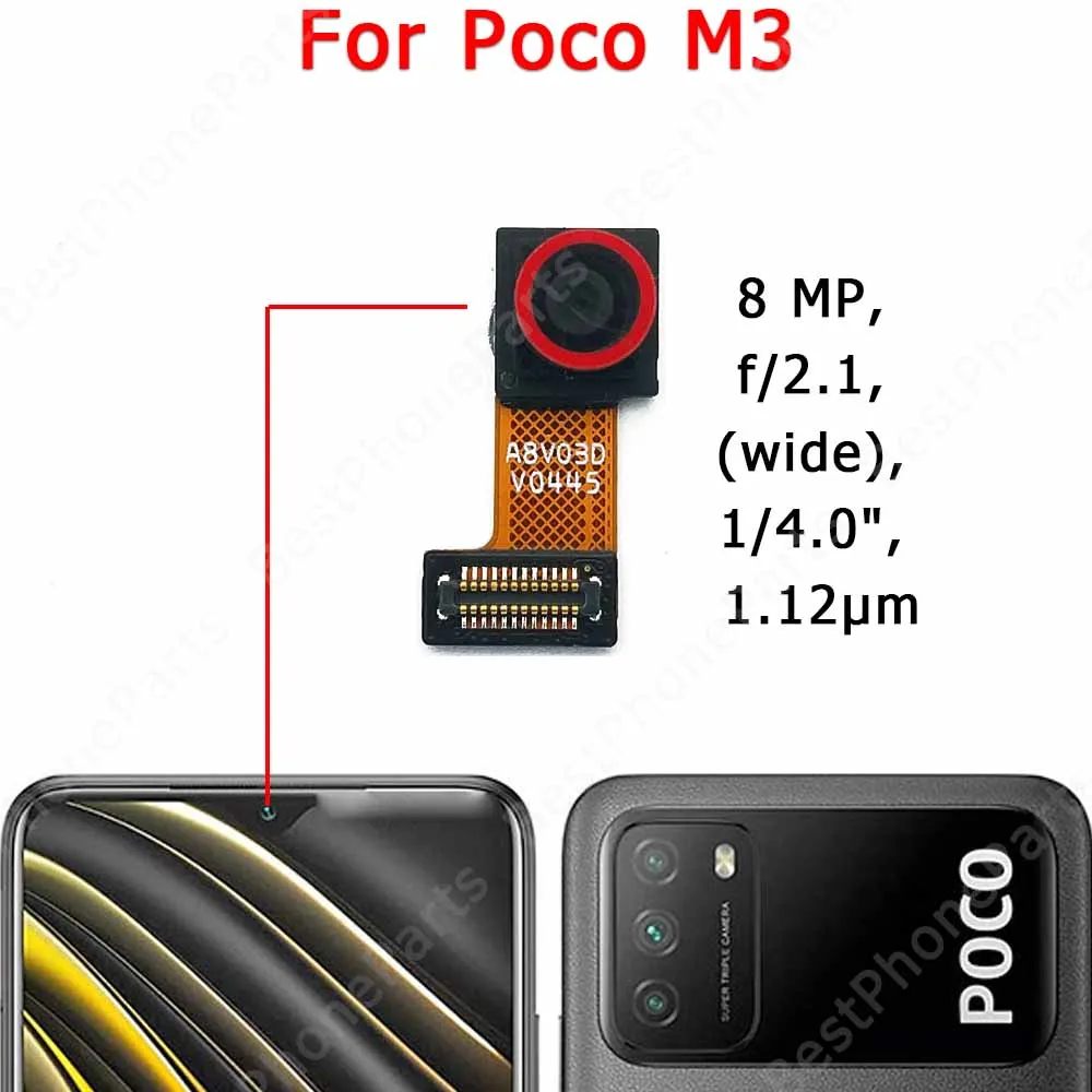 Задняя фронтальная камера для Xiaomi Mi Poco M3 Pro M3Pro оригинальный модуль задней камеры