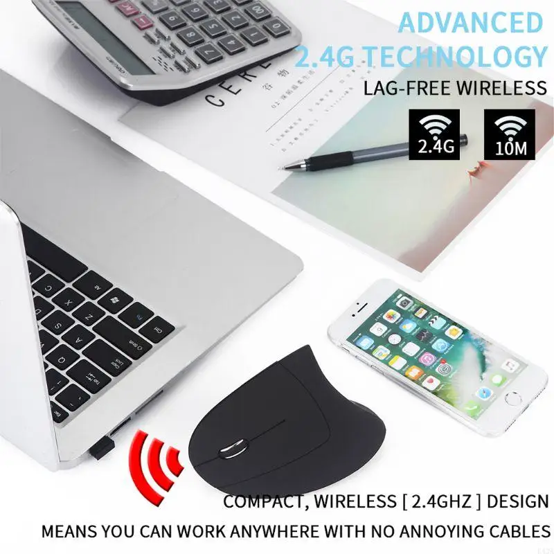 K43A игровые вертикальные эргономичные мыши левой USB Wireless 1600DPI Optical