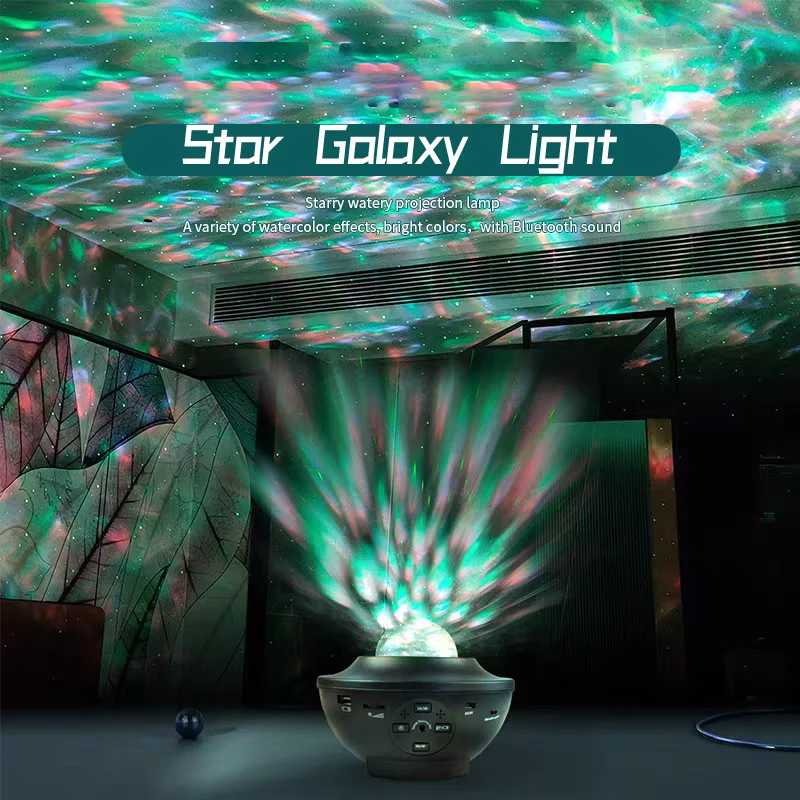 

LED Starry Sky Projector Night Light Galaxy Star Projector Ocean Wave Night Lamp With Music Blue-tooth Christmas Decoration