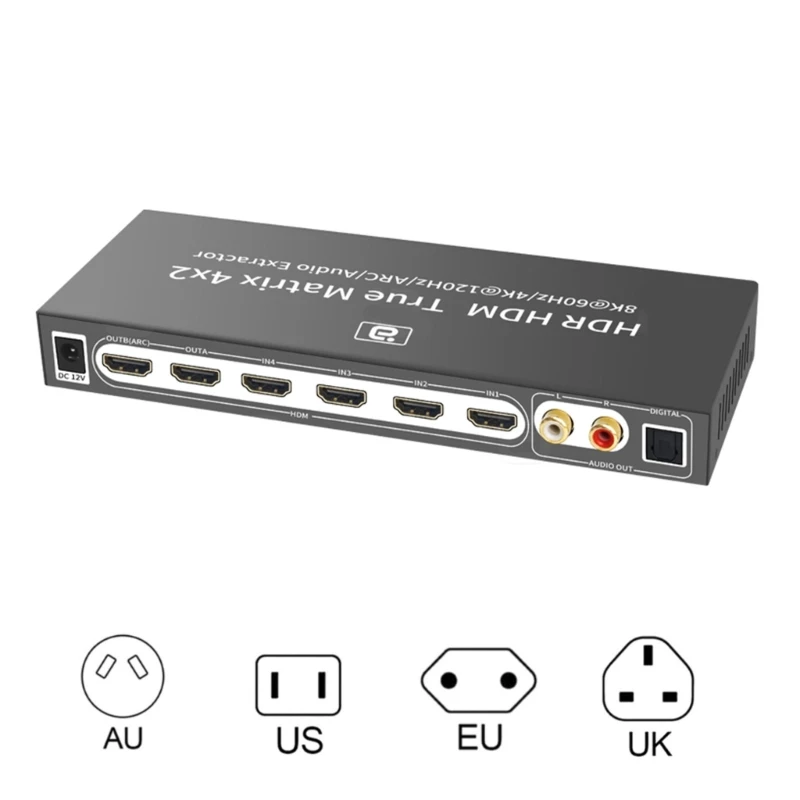 

Разветвитель преобразователя HDMI2.1 4x2 адаптер экстрактора 8K4K120Hz