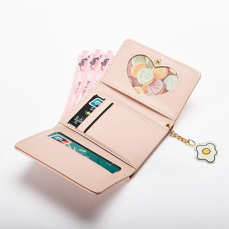 Women Short Cute Small Wallets Student Triple Fold Card Holder Girl ID Bag Card Holder Coin Purse Ladies Wallets Cartoon Purses