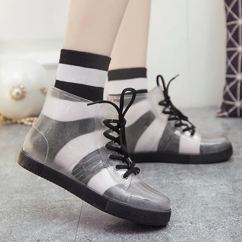 Rain boots women Transparent Non slip Jelly Women Waterproof boots  Overshoes Rubber boots for women Ankle boots Spring Summer