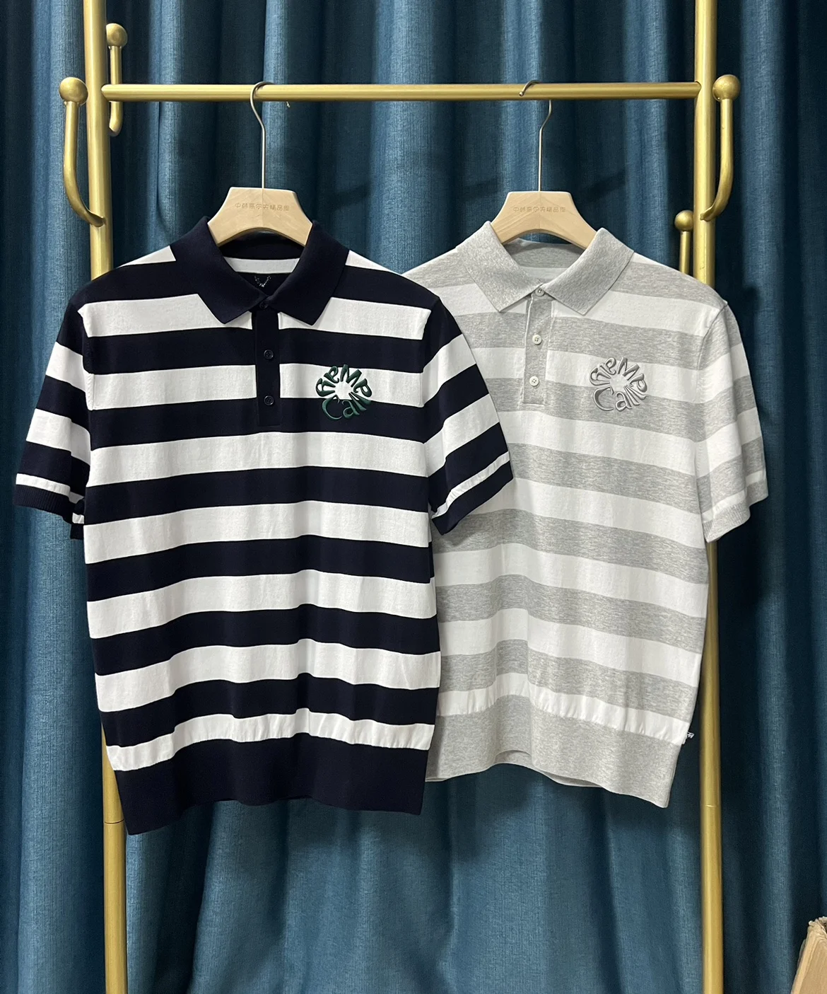 

Men's Golf spring and summer leisure classic striped short-sleeved T-shirt POLO shirt