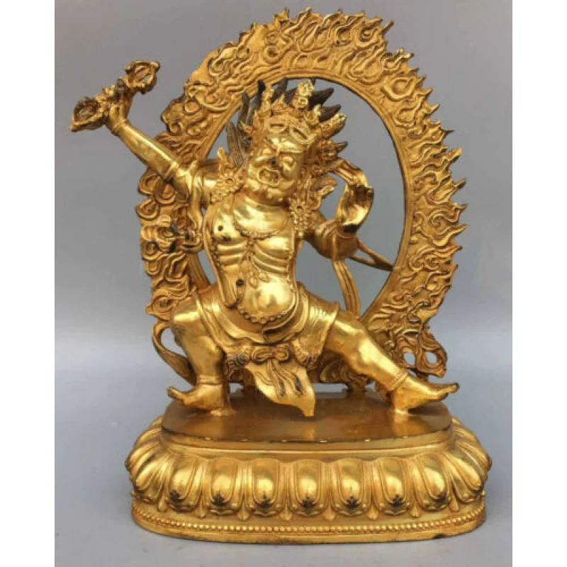 

Collection Chinese Tibet Buddhism Bronze Gilded Mahakala Angry God Buddha Statue