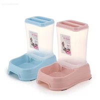 automatic pet water food dispenser large capacity feeder waterer two in one vertical convenient plastic pet food utensils pink a