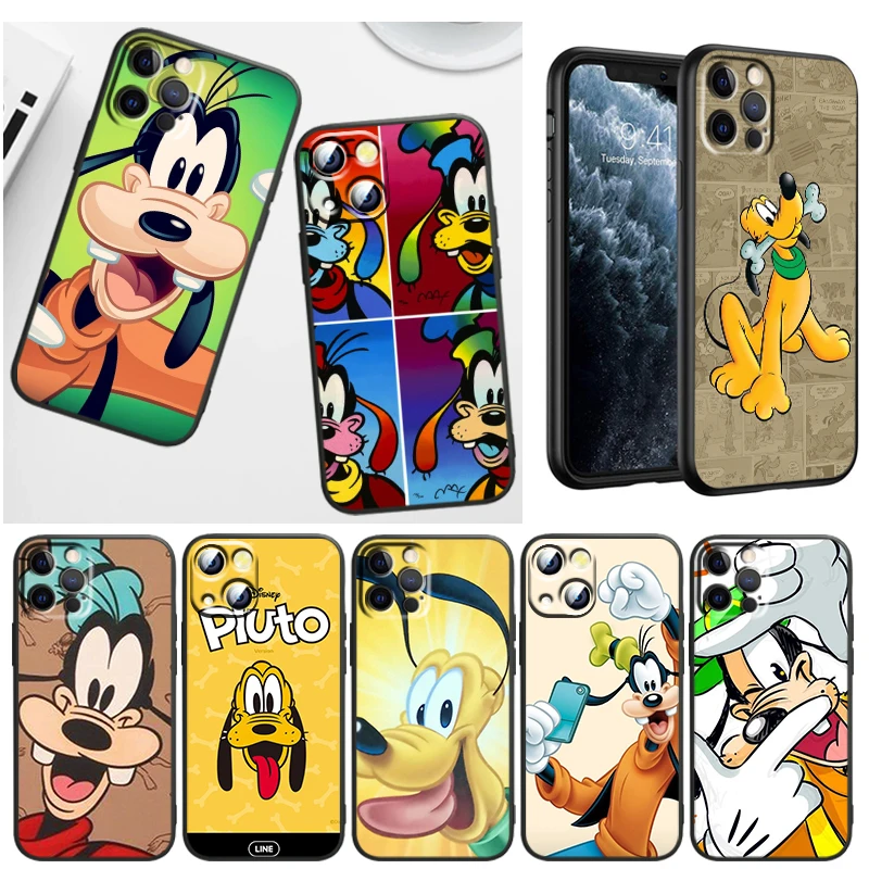 

Disney Goofy Cute For iPhone 14 13 12 11 Pro Max Mini XS Max X XR 7 8 Plus 5S Silicone Black Shell Phone Case
