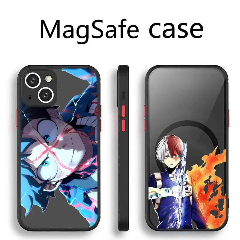 

Anime My Hero Academia Phone Case Transparent Magsafe Magnetic Magnet For iPhone 13 12 11 Pro Max Mini Wireless Charging Cover