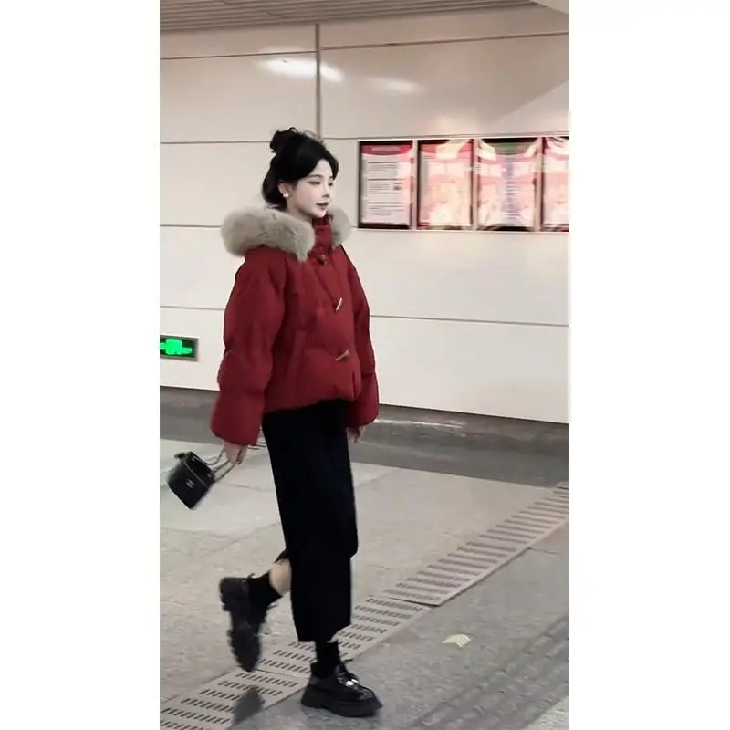 2024 Autumn and Winter New Red Short Down jacket Cotton-padded jacket Cotton-Padded Jacket Popular Women clothe...