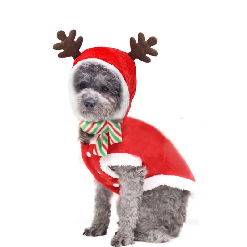 

Dog Clothes Christmas Holiday Dress up Small and Medium Dogs Cat Pet Clothing Supplies Autumn and Winter Flannel Elk