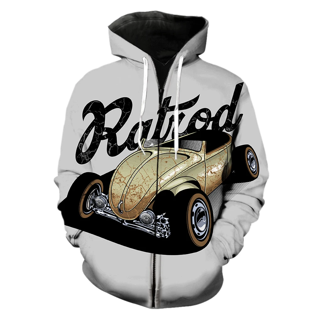 

Cartoon Vintage Car Men's Zipper Hoodie Spring Long Sleeve Sweatshirts 3D Printed Hip Hop 2022 Hot Sale With Hood Jackets Unisex