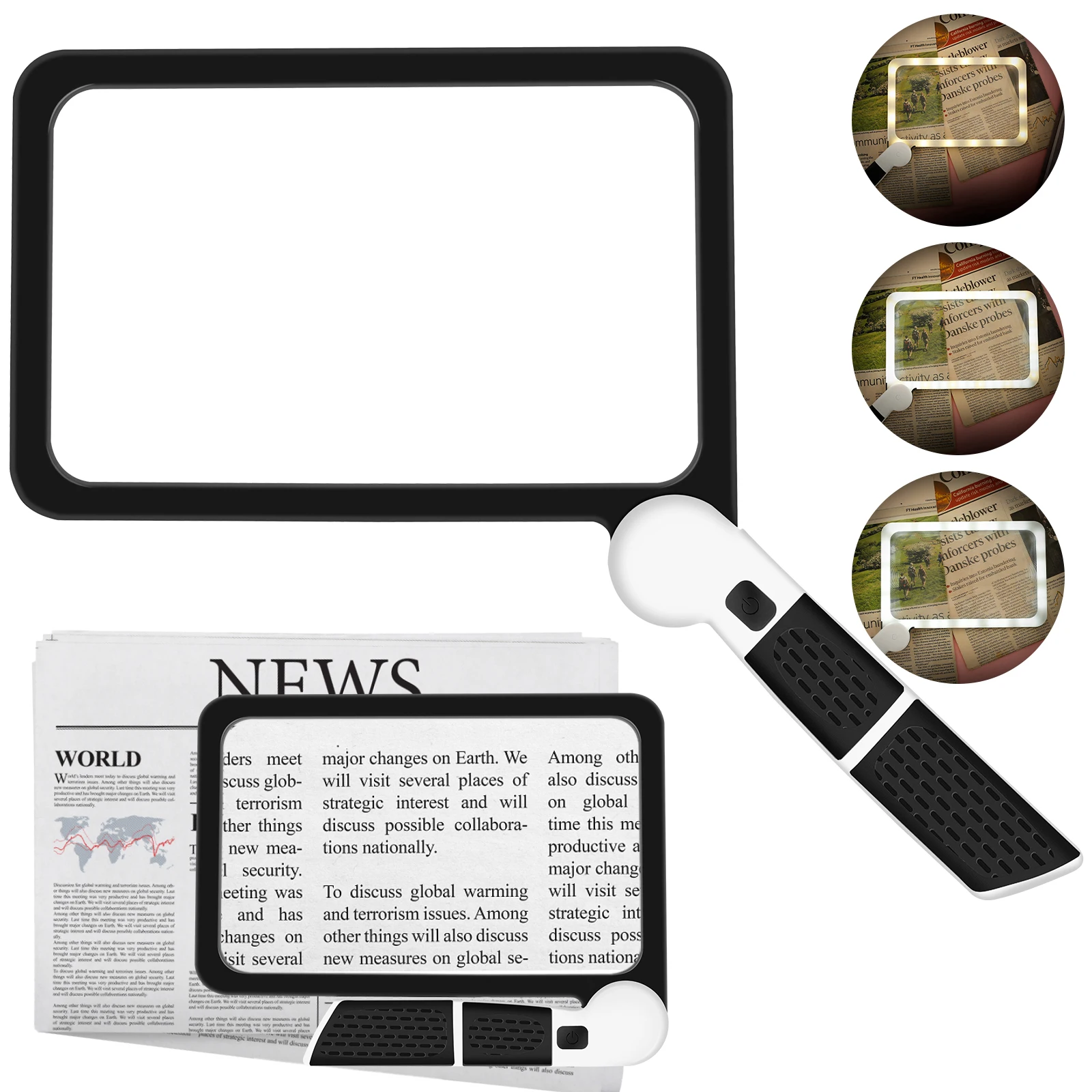 

5X Magnifying Glass with 48 Adjustable LED Light High Clarity Ergonomic Handheld Magnifier Seniors Reading Magnifier