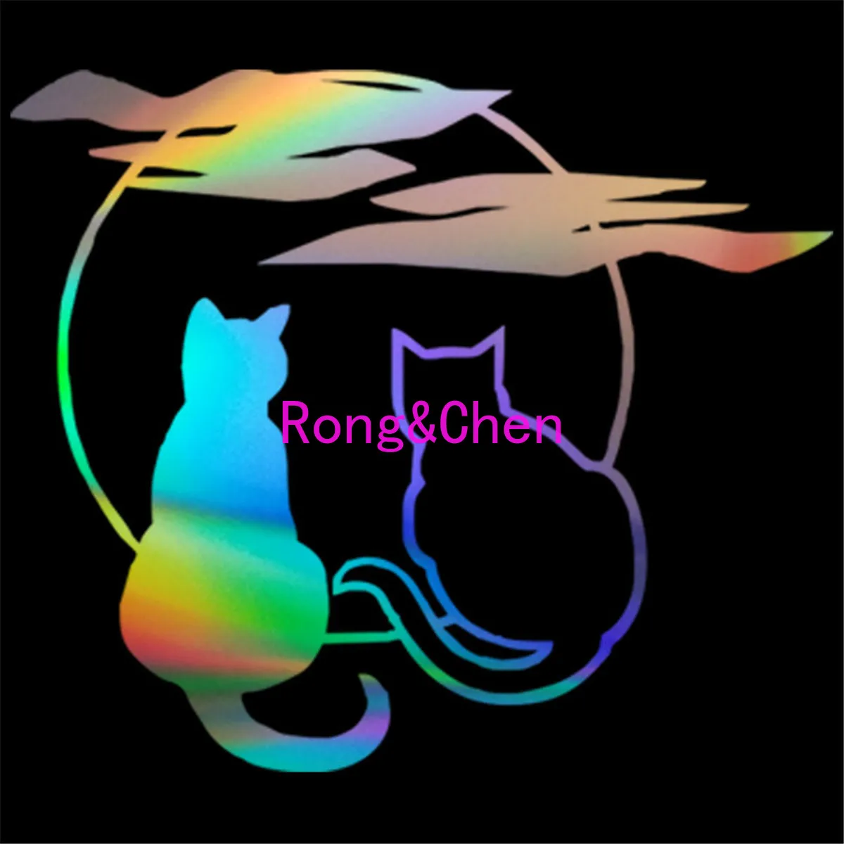 

Rongchen Trading Car Sticker Personality Two Cats Moon Sky Car Window Bumper Laptop Door Vinyl Decal Home Decor Waterproof PVC
