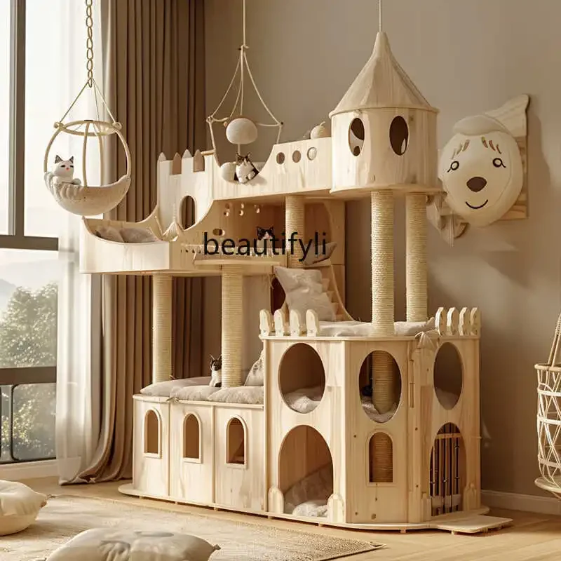 Большая рама для кошек из массива дерева встроенная Роскошная Когтеточка