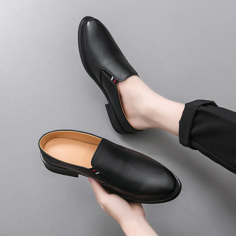 Туфли Muller мужские на низком каблуке ПУ кожа полуносок однотонные Нескользящие