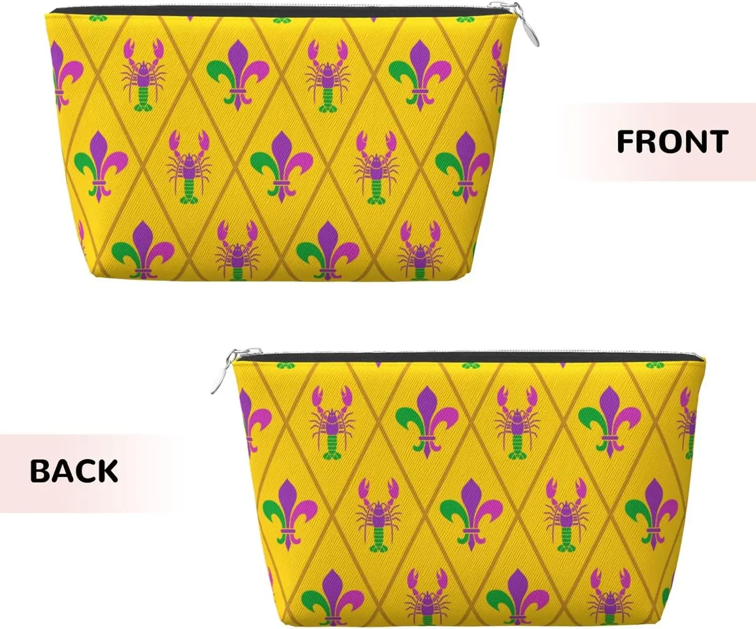 Mardi Gras Crayfish and Fleur de lis Косметичка для женщин Дорожный размер Туалетные