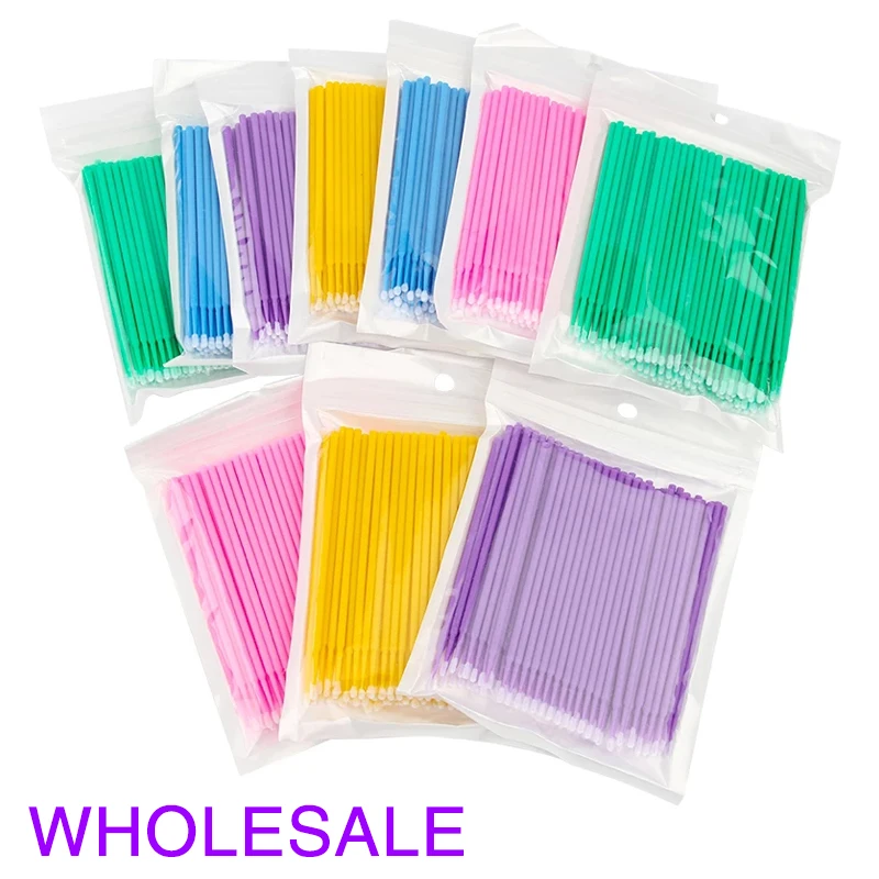 1000/500Pcs Disposable MicroBrush Eyelashes Extension Individual Lash Removing Swab Micro Brush For Eyelash Extension Tools
