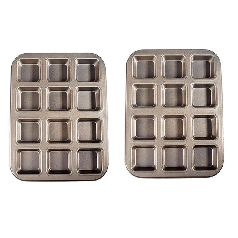 

2x12 чашек, квадратная мини-форма для хлеба, гамбургеров, форма для Маффин кекса для домашнего хозяйства, антипригарная форма для выпечки, подносы для духовки, кондитерский инструмент (золото)