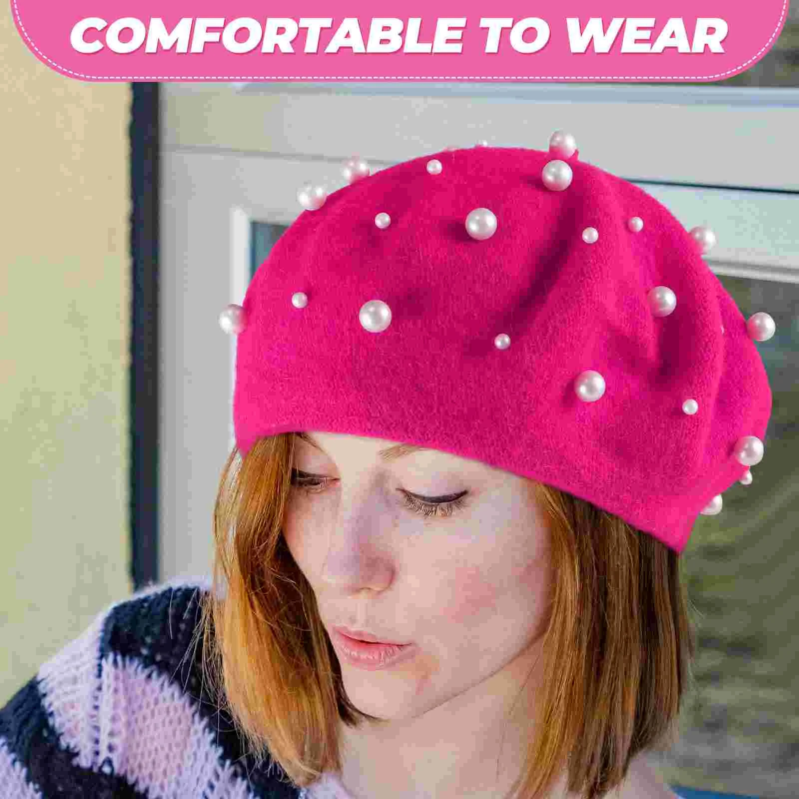 Женский жемчужный берет осенний кашемировый роскошный тяжелый рабочий