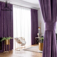 nordic curtains for living dining room bedroom light luxury velvet european style purple solid color curtain window custom made
