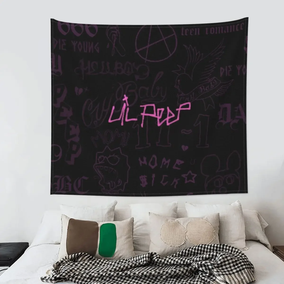 

Домашний богемный настенный гобелен из полиэстера в стиле Lil Peep декоративный коврик для йоги, ретро гобелены