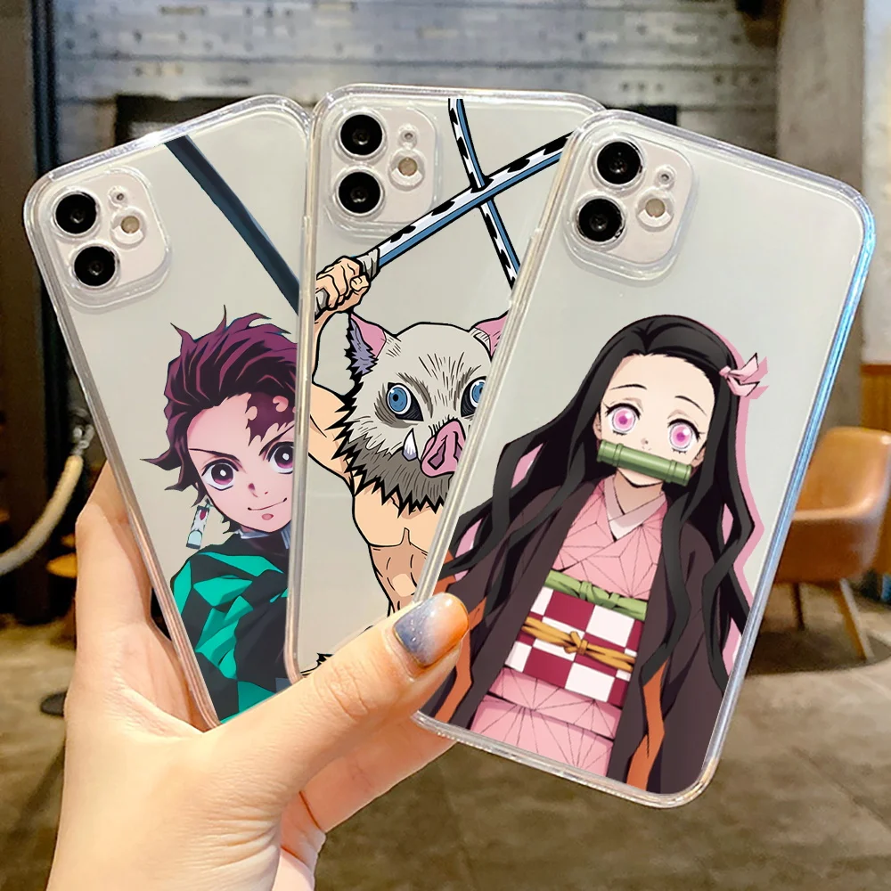 

Anime Demon Slayer Cute Ultra Thin Clear For Apple iPhone 11 12 13 Pro 12 13 Mini X XR XS Max 5 6 6s 7 8 Plus Phone Cases Cover