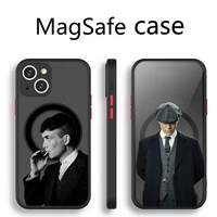 peaky blinders tv show phone case transparent magsafe magnetic magnet for iphone 13 12 11 pro max mini wireless charging cover