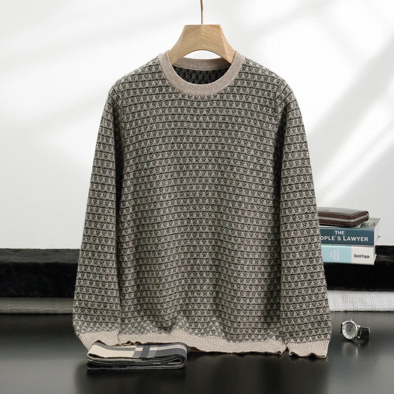 Высококачественный Мужской Жаккардовый свитер 100% из козы и кашемира пуловер