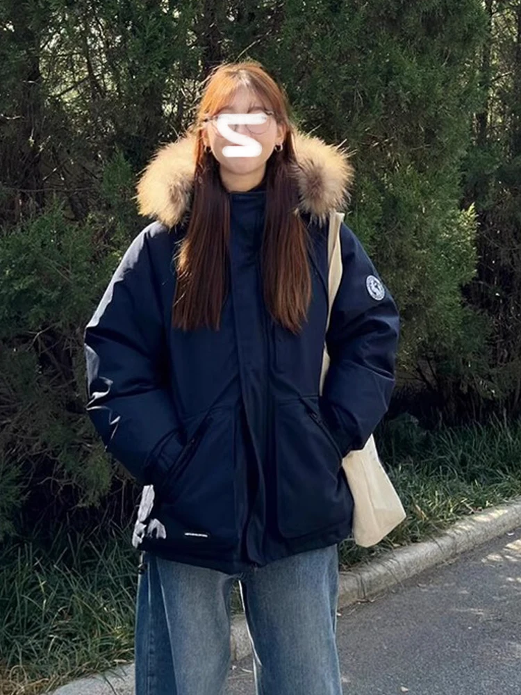 Темно-синий пуховик-карго Parker одежда на хлопковой подкладке женская зимняя