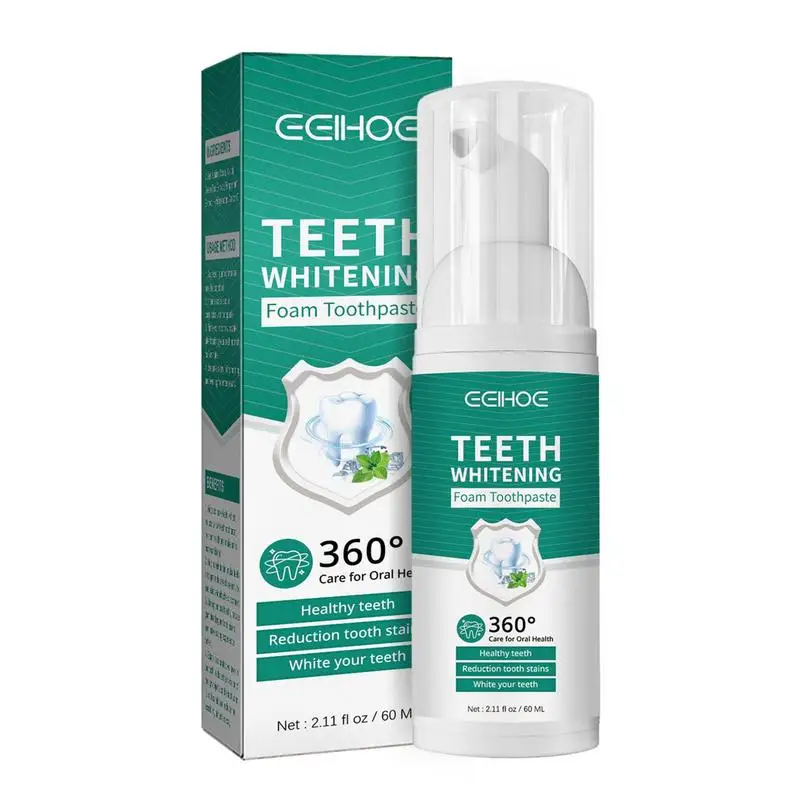 

Зубная паста White Teeth Mousse, 60 мл, вспениваемая зубная паста для взрослых, Глубокая очистка, вспенивающая зубная паста, очищающая зубная паста, желтый корректор