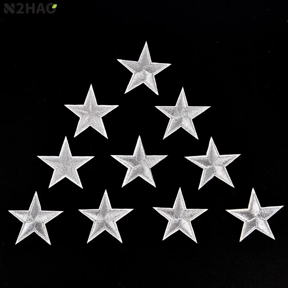 N2HAO Silver 10 Pieces Star Patch DIY Accessories DIY Clothi