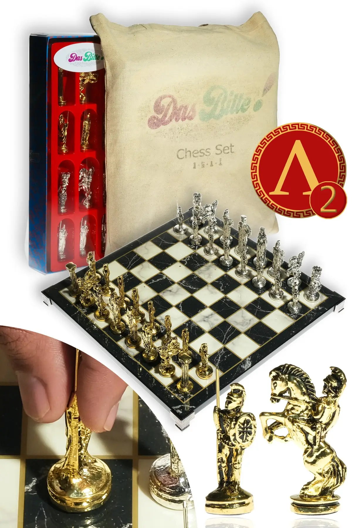 

Набор хромированных шахматных комплектов Sparta Hoplite с мраморным покрытием, 31 х31 см