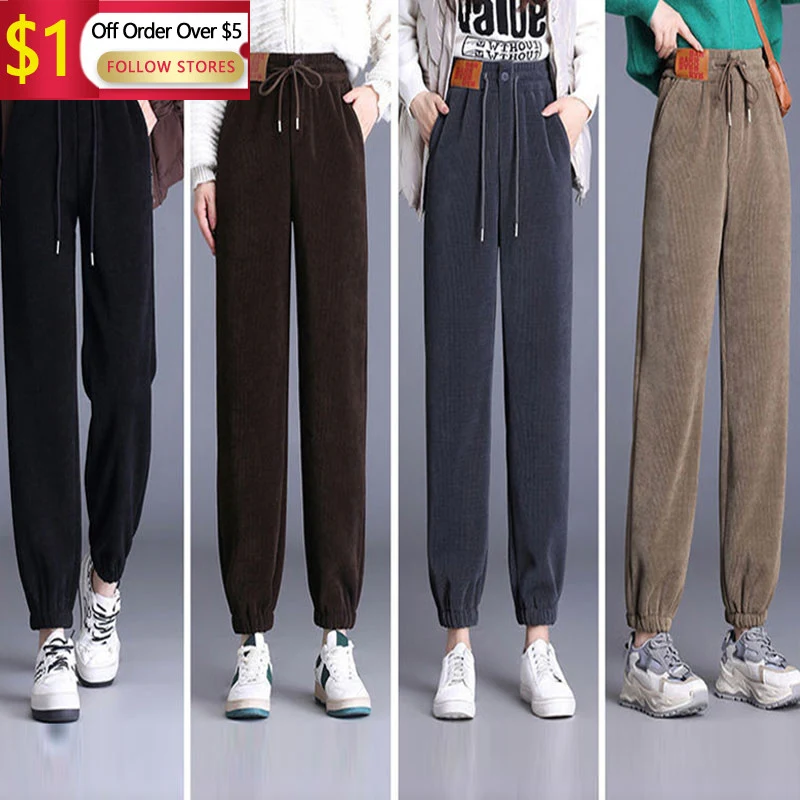 

Plush And Thickened Pants For Women'S Autumn And Winter New Versatile Internet Celebrity Popular Leggings Casual Harlan Pants