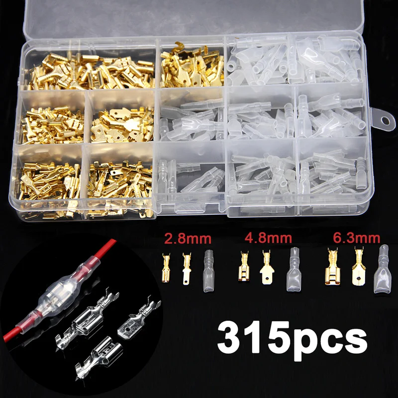 

2.8/4.8/6.3mm Male Female Wire Connector Electrical Crimp Terminals Insulated Spade Connectors Sleeve Assorted Kit Box