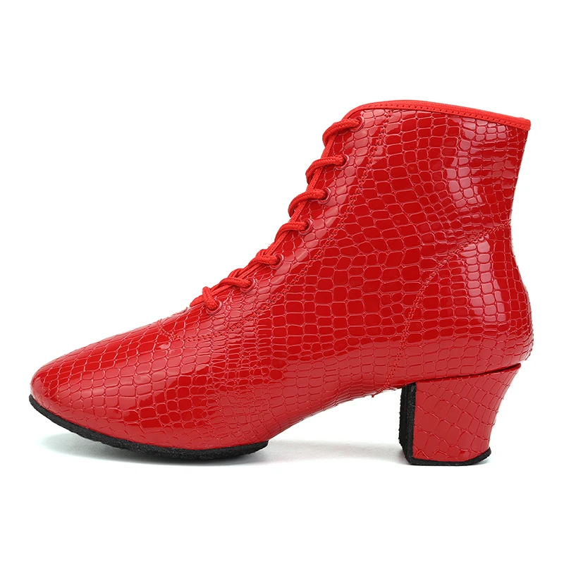 Women's Latin Dance Shoes Smooth Dancing Ballroom Tango Shoes Stone Pattern Suede Rubber Sole Waltz Dance Boots Dropshipping